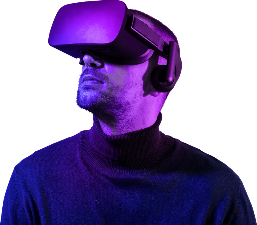 an man wearing a VR headset